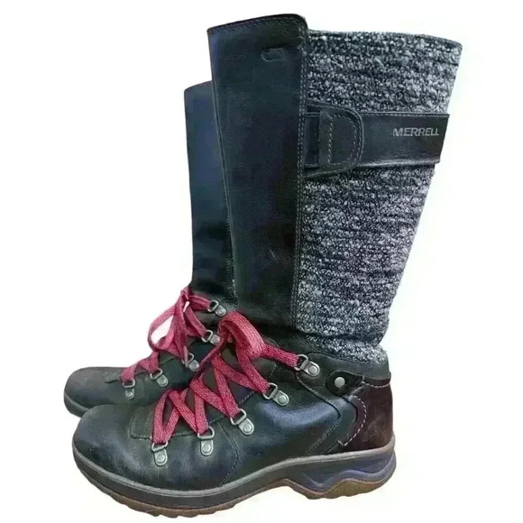 Merrell Eventyr Peak Tall Leather Fall Boots US womens size 6.5 Waterproof - Picture 1 of 14